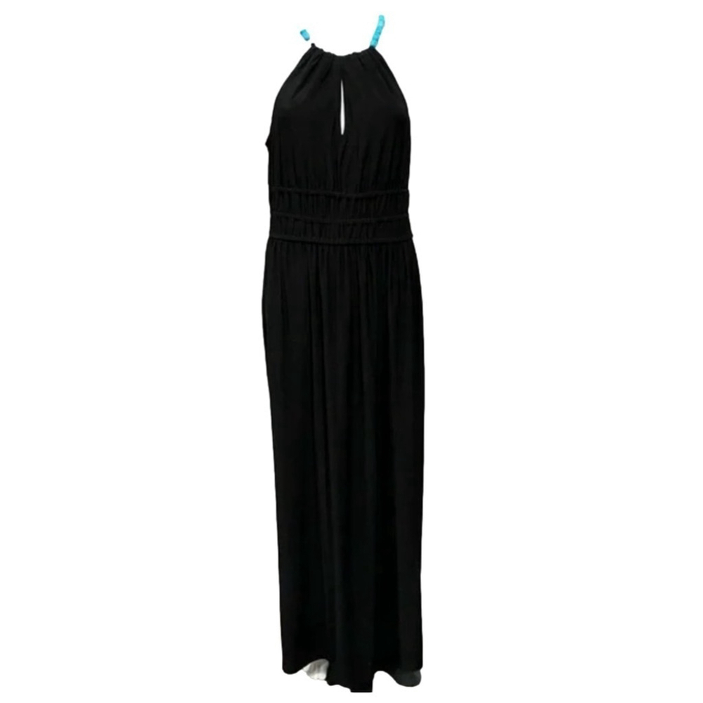 Ralph Lauren Black Keyhole Beaded Halter Maxi Dress